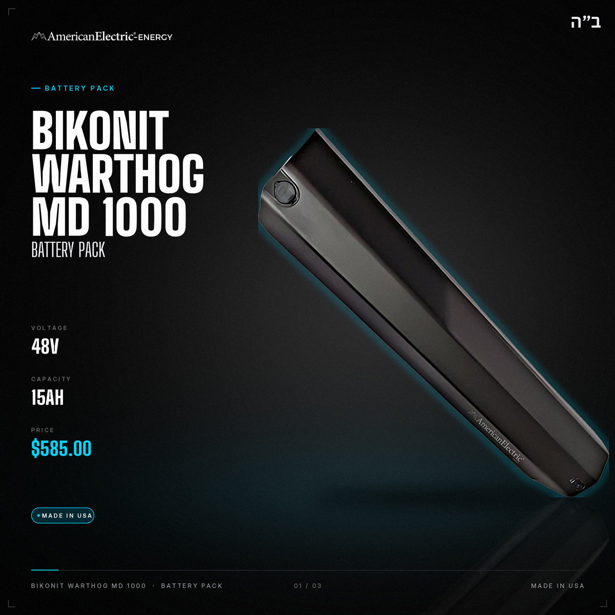 Bikonit Warthog MD 1000 Battery Pack: 48V 15AH battery pack, $585
