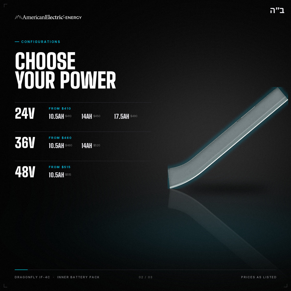 Dragonfly IF-4C Battery Pack: configurations, 24V/36V/48V, capacities and prices