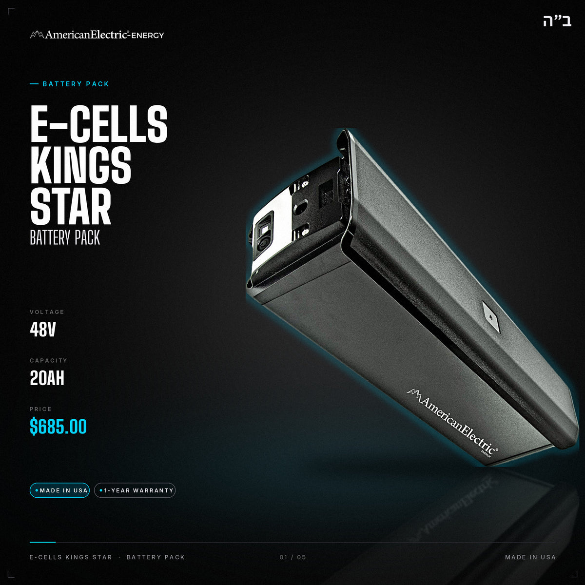 E-Cells Kings Star Battery Pack: 48V 20AH battery pack, $685