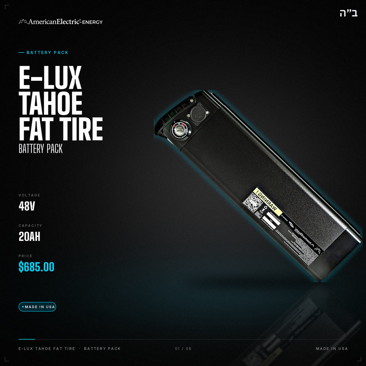 E-Lux Tahoe Fat Tire Battery Pack: 48V 20AH battery pack, $685