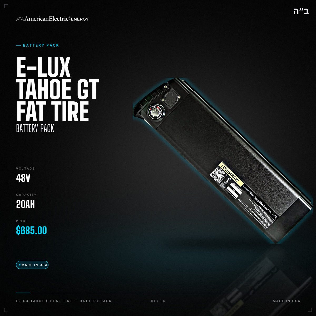 E-Lux Tahoe GT Fat Tire Battery Pack: 48V 20AH battery pack, $685
