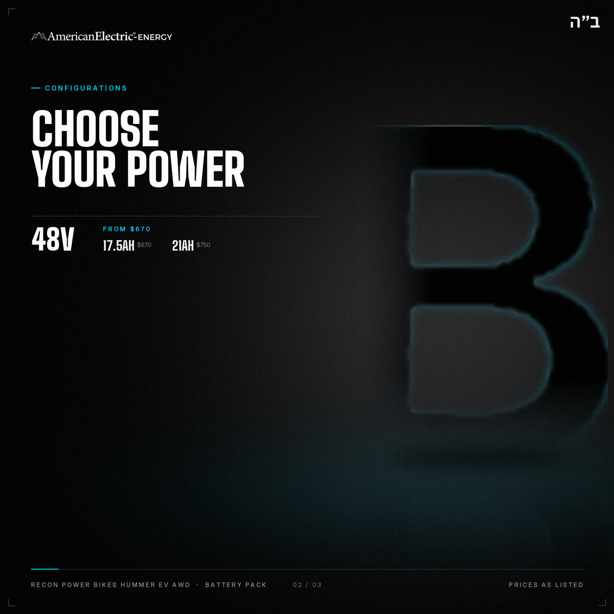 Recon Power Bikes Hummer EV Awd Battery Pack: configurations, 48V, capacities and prices