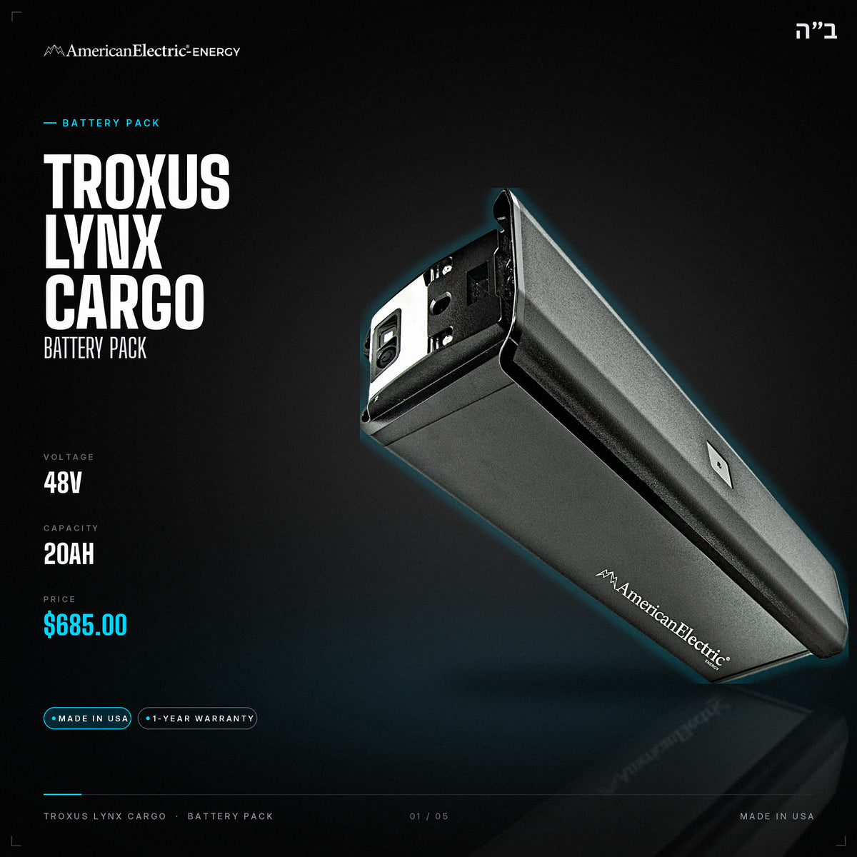 Troxus Lynx Cargo Battery Pack: 48V 20AH battery pack, $685