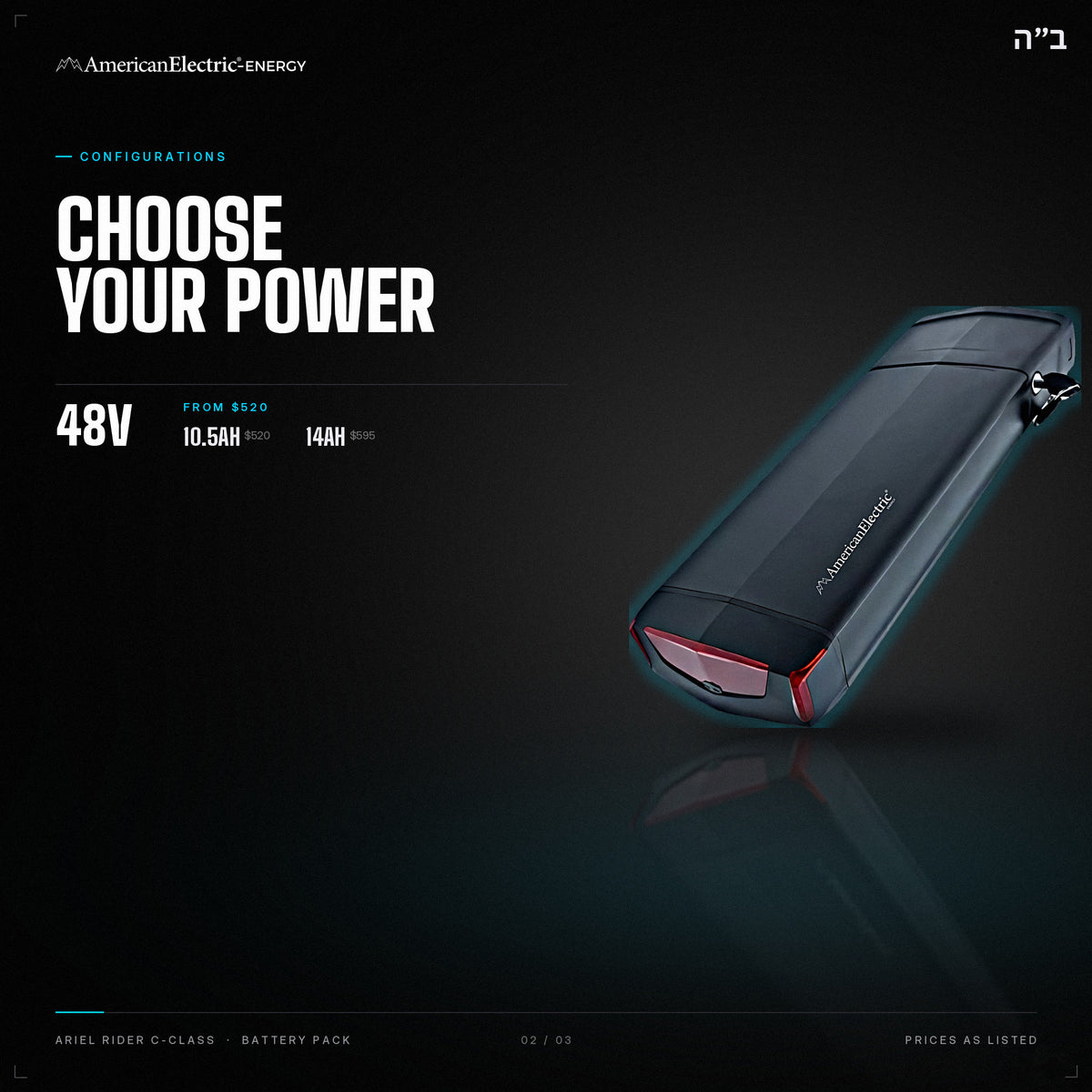 Ariel Rider C-Class Battery Pack: configurations, 48V, capacities and prices