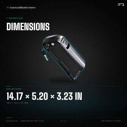 Atlas DA-5C Battery Pack: dimensions 14.17 x 5.20 x 3.23 in (360 x 132 x 82 mm)