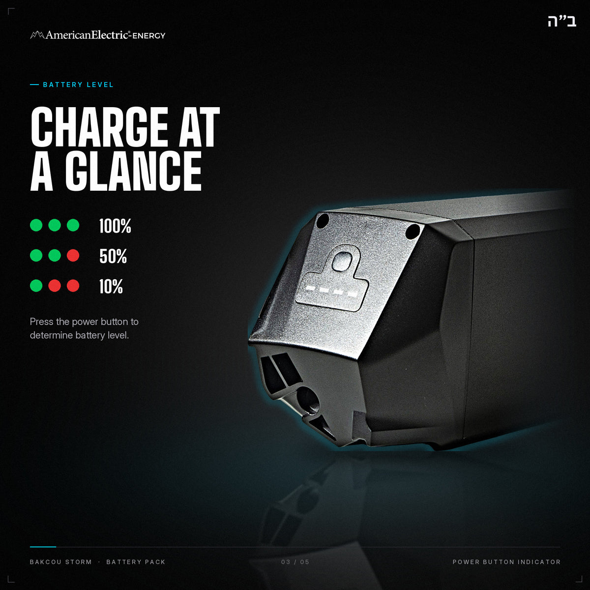 Bakcou Storm Battery Pack: battery level indicator, press the power button