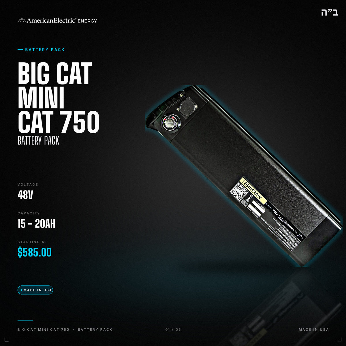 Big Cat Mini Cat 750 Battery Pack: 48V 15-20AH battery pack, from $585