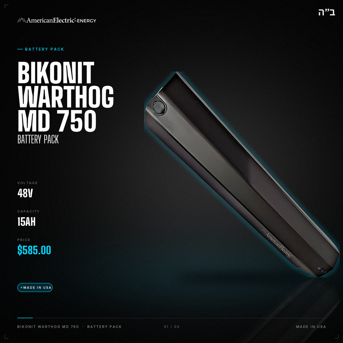 Bikonit Warthog MD 750 Battery Pack: 48V 15AH battery pack, $585
