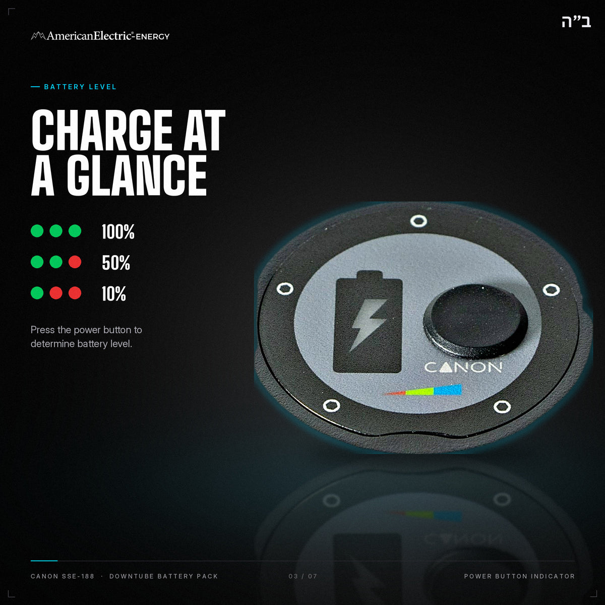 Canon SSE-188 Battery Pack: battery level indicator, press the power button
