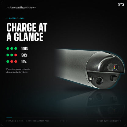 Cuttle DC-2170-1C Battery Pack: battery level indicator, press the power button