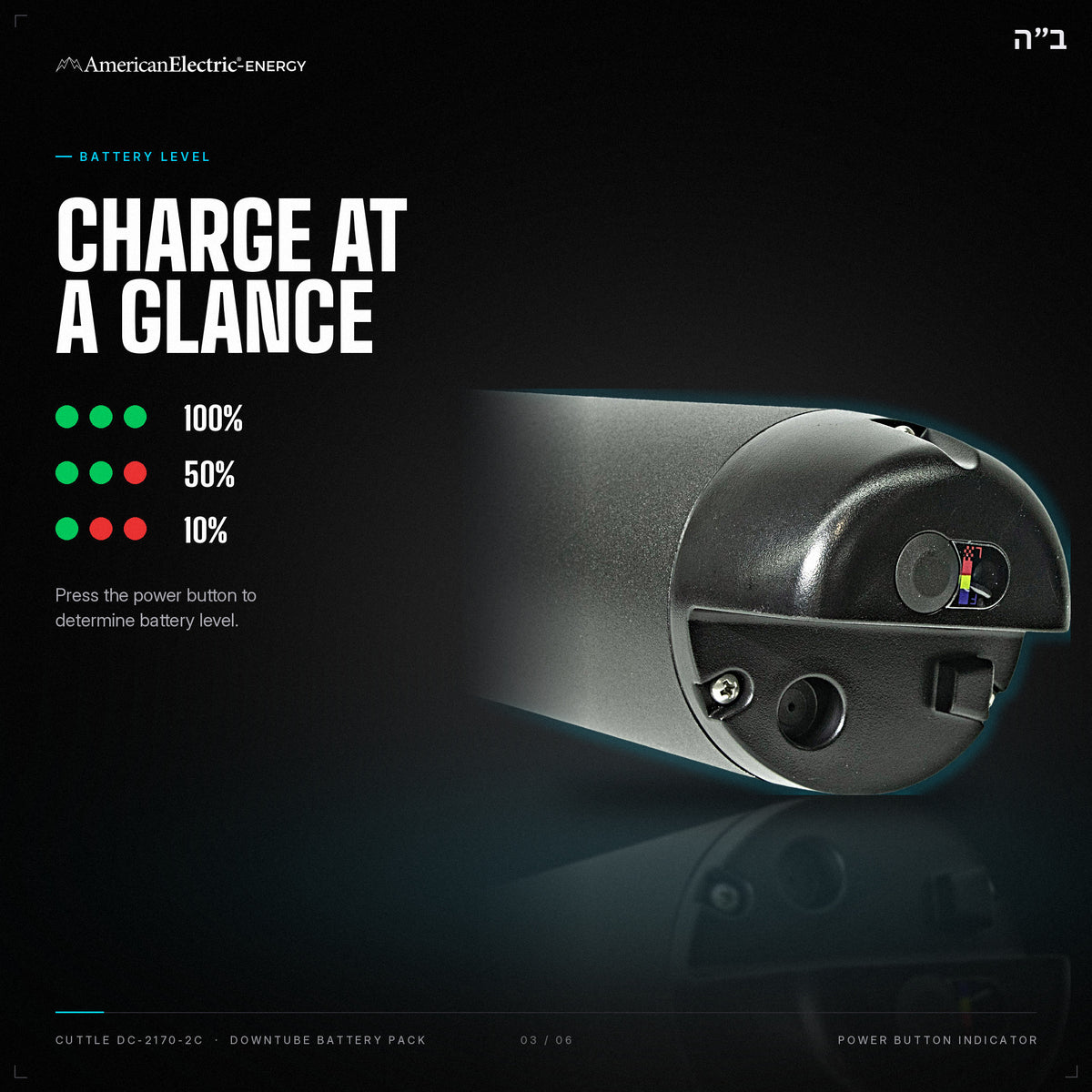 Cuttle DC-2170-2C Battery Pack: battery level indicator, press the power button