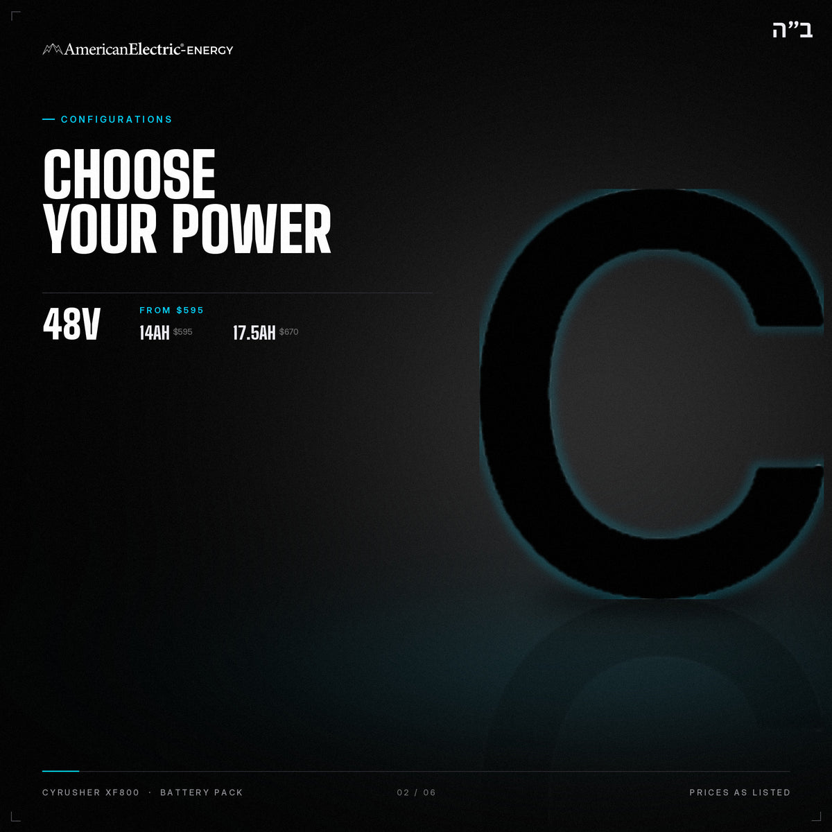 Cyrusher XF800 Battery Pack: configurations, 48V, capacities and prices
