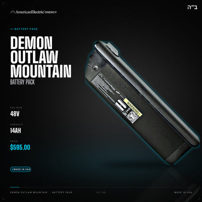 Demon Outlaw Mountain Battery Pack: 48V 14AH battery pack, $595