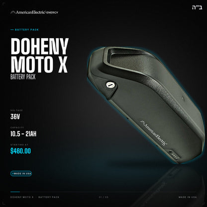 Doheny Moto X Battery Pack: 36V 10.5-21AH battery pack, from $460