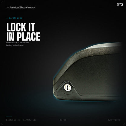 Doheny Moto X Battery Pack: safety lock, secures the battery to the frame