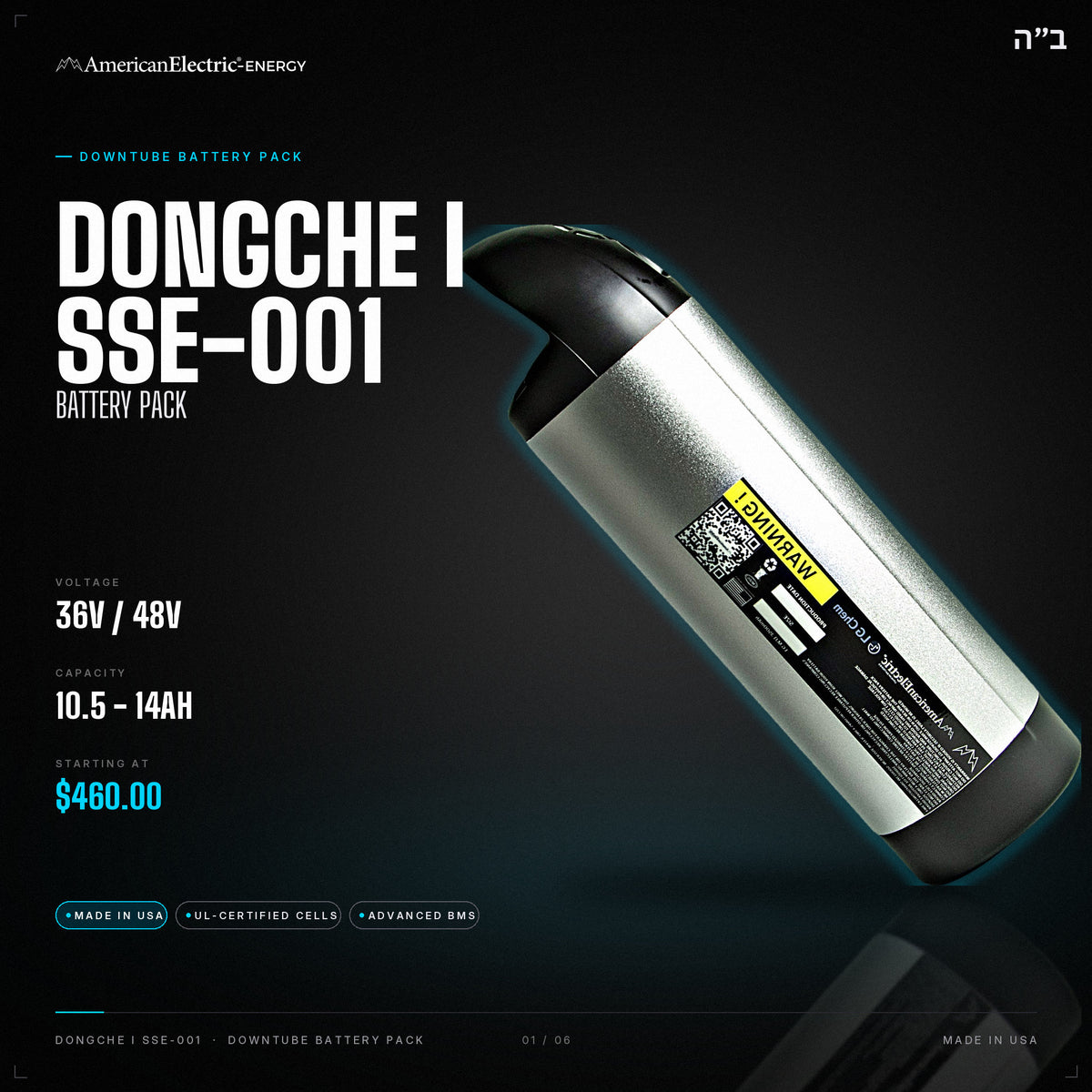 Dongche I SSE-001 Battery Pack: 36V/48V downtube battery, 10.5-14AH, from $460