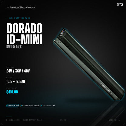 Dorado ID-Mini Battery Pack: 24V/36V/48V 10.5-17.5AH inner battery pack, from $410