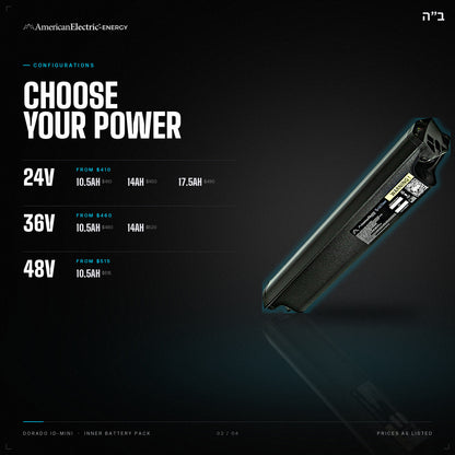 Dorado ID-Mini Battery Pack: configurations, 24V/36V/48V, capacities and prices