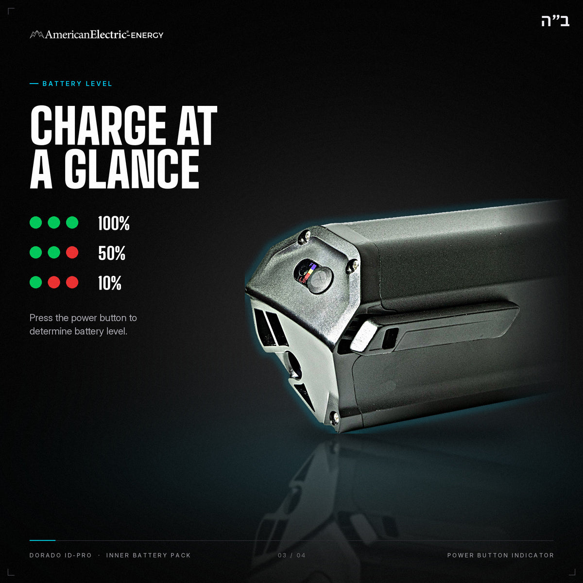 Dorado ID-Pro Battery Pack: battery level indicator, press the power button