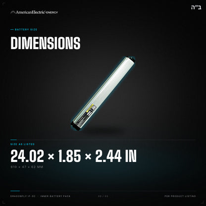 Dragonfly IF-3C Battery Pack: dimensions 24.02 x 1.85 x 2.44 in (610 x 47 x 62 mm)