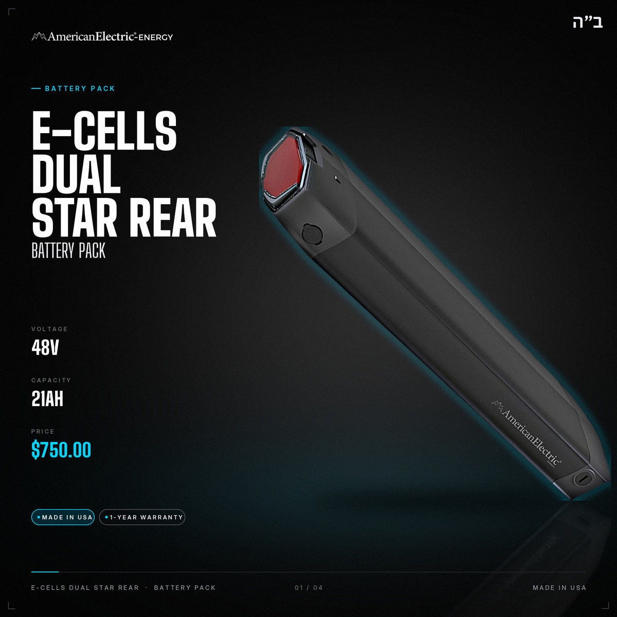 E-Cells Dual Star Rear Battery Pack: 48V 21AH battery pack, $750
