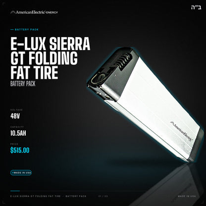 E-Lux Sierra GT Folding Fat Tire Battery Pack: 48V 10.5AH battery pack, $515