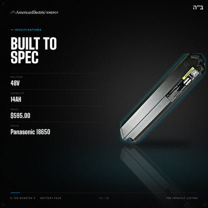 E-tek RoadTek X Battery Pack: specifications, 48V 14AH
