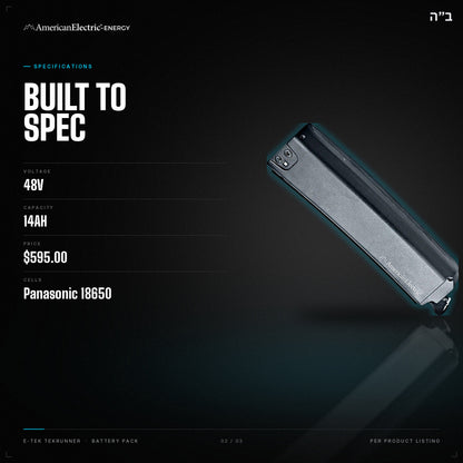 E-Tek TekRunner Battery Pack: specifications, 48V 14AH