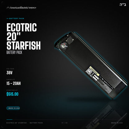 Ecotric 20" Starfish Battery Pack: 36V 15-20AH battery pack, from $515