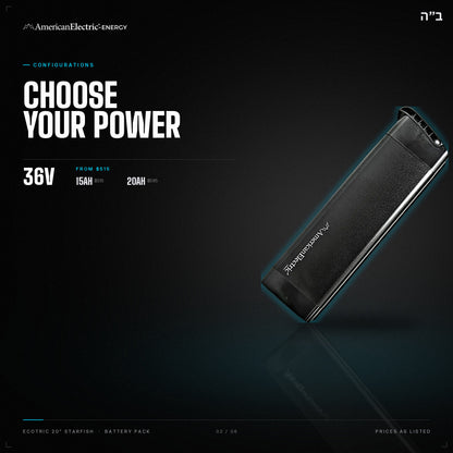 Ecotric 20" Starfish Battery Pack: configurations, 36V, capacities and prices