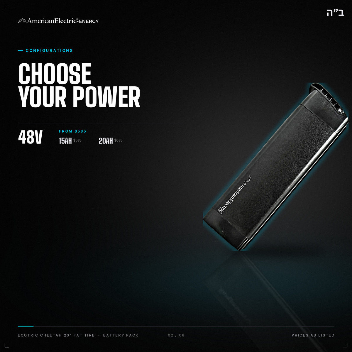Ecotric Cheetah 20" Fat Tire Battery Pack: configurations, 48V, capacities and prices