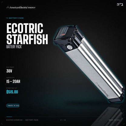 Ecotric Starfish Battery Pack: 36V 15-20AH battery pack, from $515