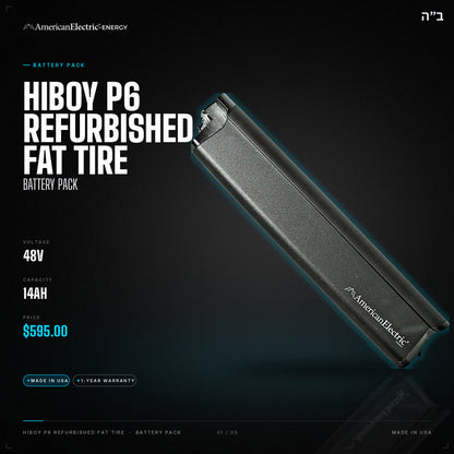 Hiboy P6 Refurbished Fat Tire Battery Pack: 48V 14AH battery pack, $595