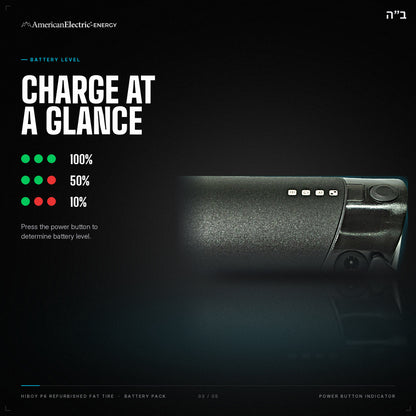 Hiboy P6 Refurbished Fat Tire Battery Pack: battery level indicator, press the power button