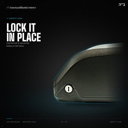 Jupiter Rouge Battery Pack: safety lock, secures the battery to the frame