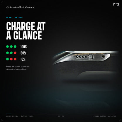 Kasen Malibu Battery Pack: battery level indicator, press the power button