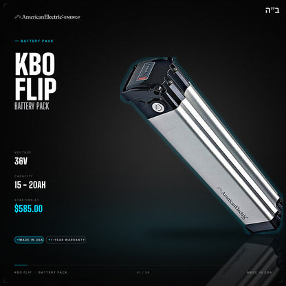 KBO Flip Battery Pack: 36V 15-20AH battery pack, from $585