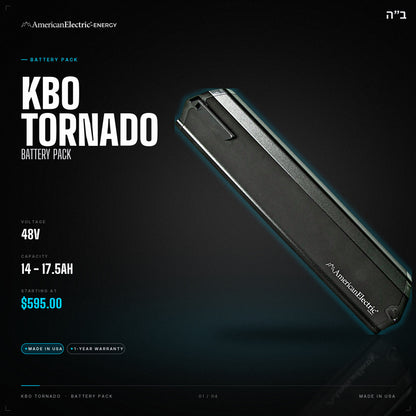 KBO Tornado Battery Pack: 48V 14-17.5AH battery pack, from $595