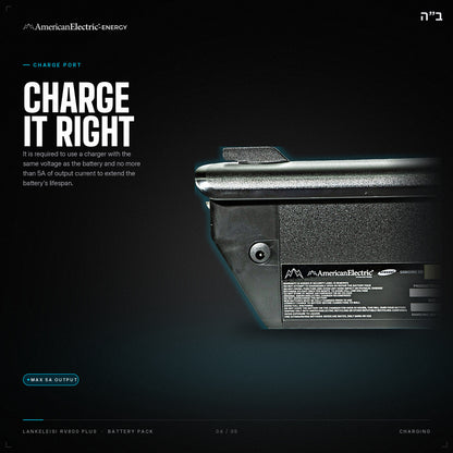 Lankeleisi RV800 Plus Battery Pack: charge port, use a same-voltage charger, max 5A