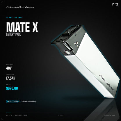 Mate X Battery Pack: 48V 17.5AH battery pack, $670