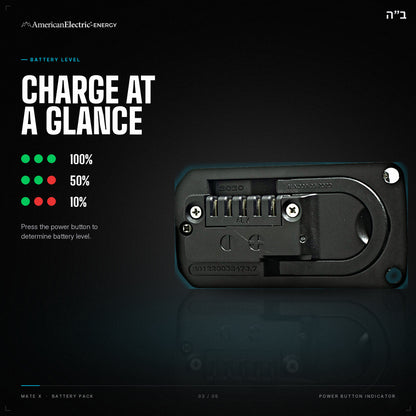 Mate X Battery Pack: battery level indicator, press the power button