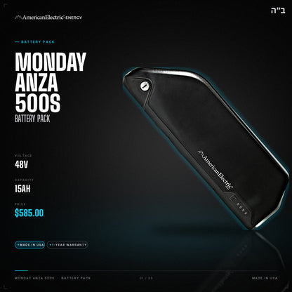 Monday Anza 500S Battery Pack: 48V 15AH battery pack, $585