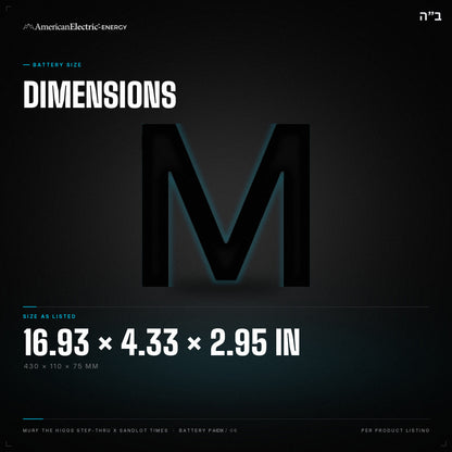 Murf The Higgs Step-Thru X Sandlot Times Battery Pack: dimensions 16.93 x 4.33 x 2.95 in (430 x 110 x 75 mm)