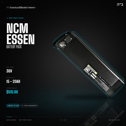 Ncm Essen Battery Pack: 36V 15-20AH battery pack, from $515