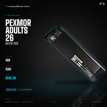 Pexmor Adults 26 Battery Pack: 48V 15AH battery pack, $585