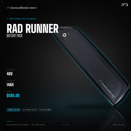 Rad Power Rad Runner Battery Pack: 48V 14AH battery pack, $595.00
