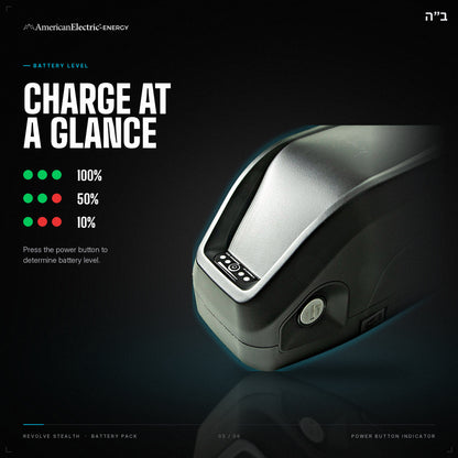 Revolve Stealth Battery Pack: battery level indicator, press the power button