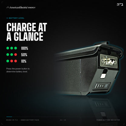 Rhino IR-7-U Battery Pack: battery level indicator, press the power button