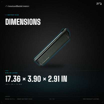 Rhino IR-7-U Battery Pack: dimensions 17.36 x 3.90 x 2.91 in (441 x 99 x 74 mm)