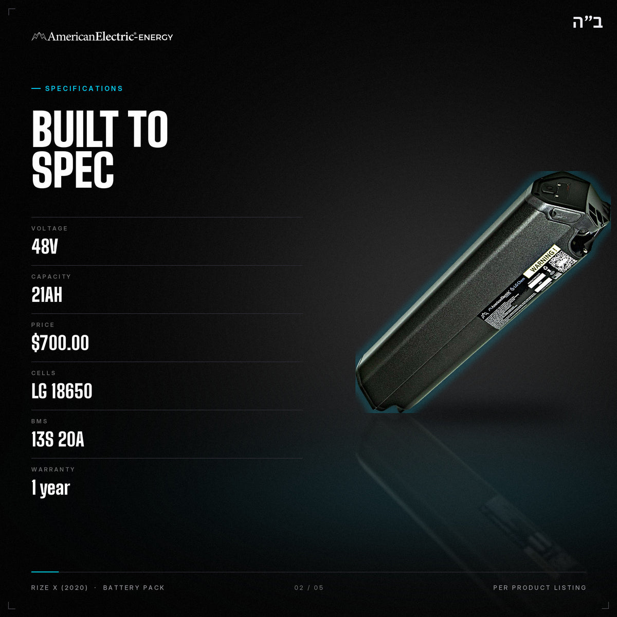 Rize X (2020) Battery Pack: specifications, 48V 21AH